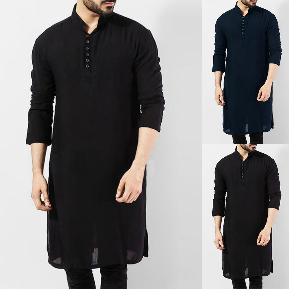 Kurta Men Cotton - Camicia da uomo tradizionale indiana Kurta