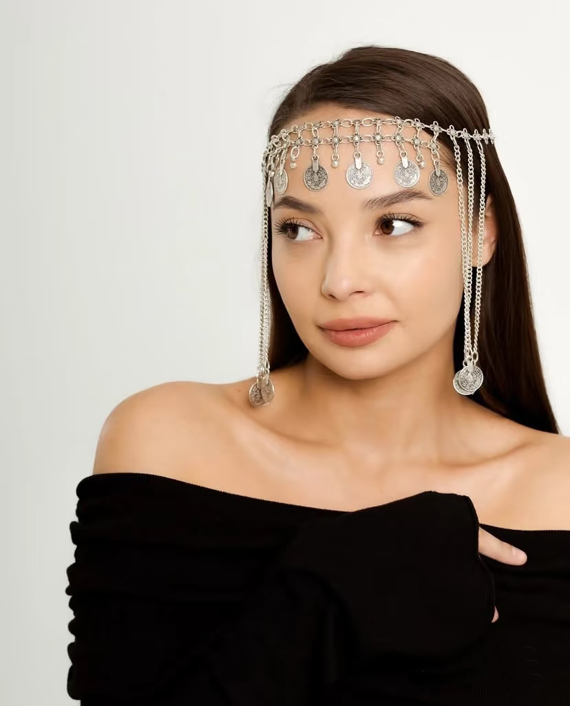 Ethnic Indian Fashion - Copricapo sulla fronte con catena in