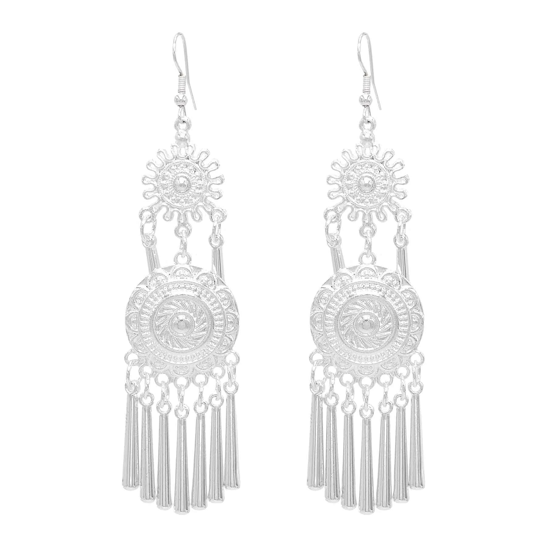 Ethnic Fashion Pakistan - Miao Orecchini lunghi con nappa in