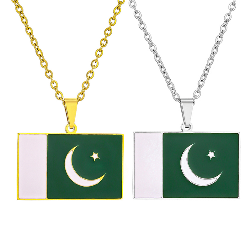 Ethnic Fashion Pakistan - Collana con ciondolo bandiera nazionale pakistana