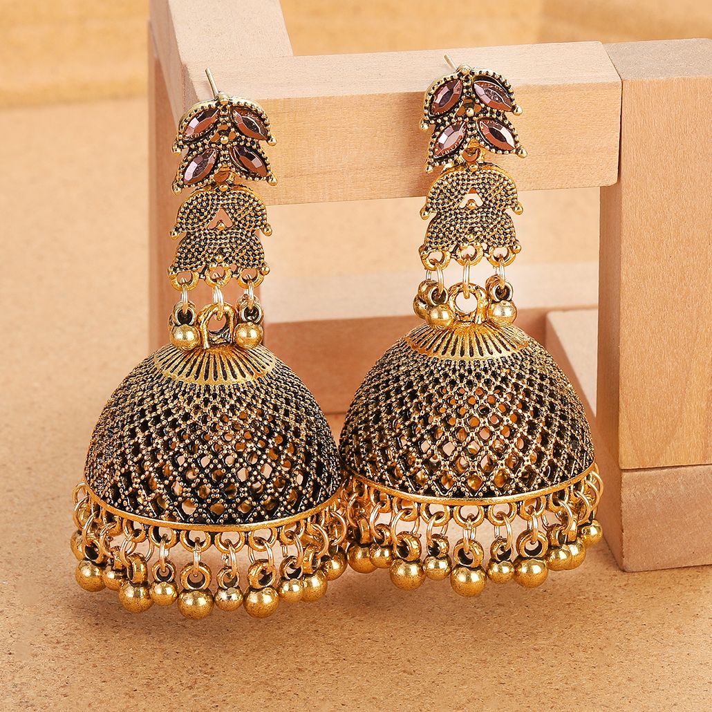 Ethnic Indian Fashion - Orecchini pendenti a campana grande color