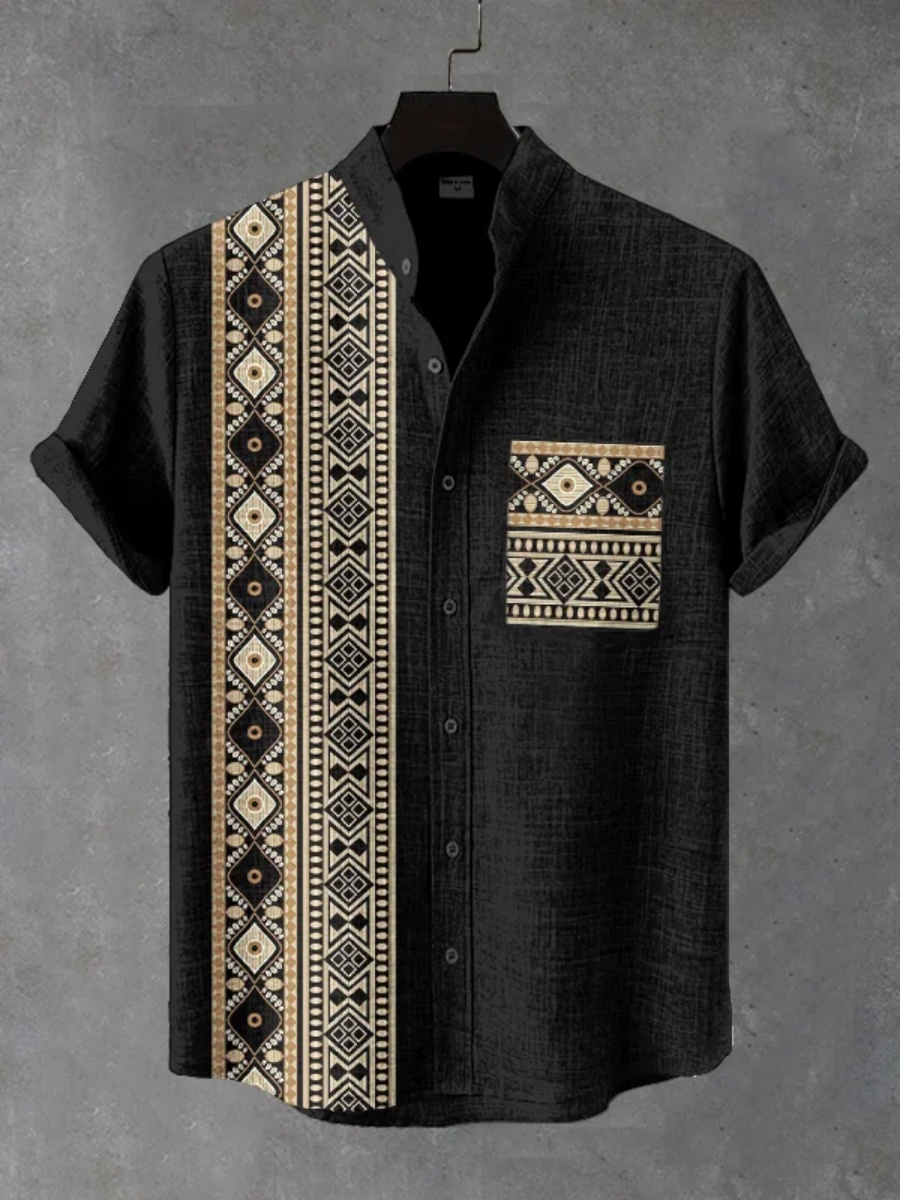 Men'S Ethnic Fashion Trends - Camicia a Maniche Corte da Uomo