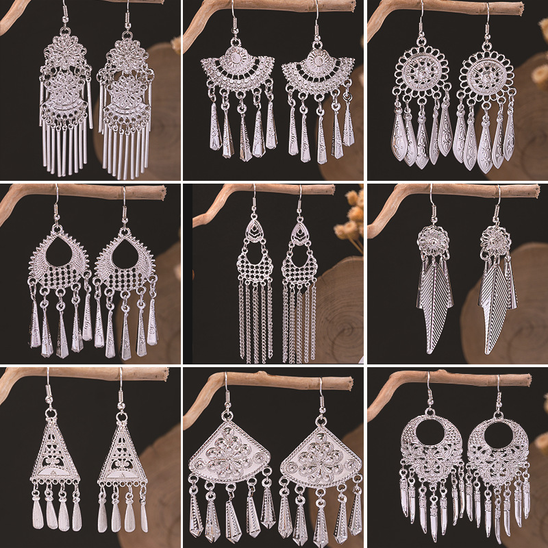 Ethnic Indian Fashion - Orecchini pendenti etnici vintage per donna