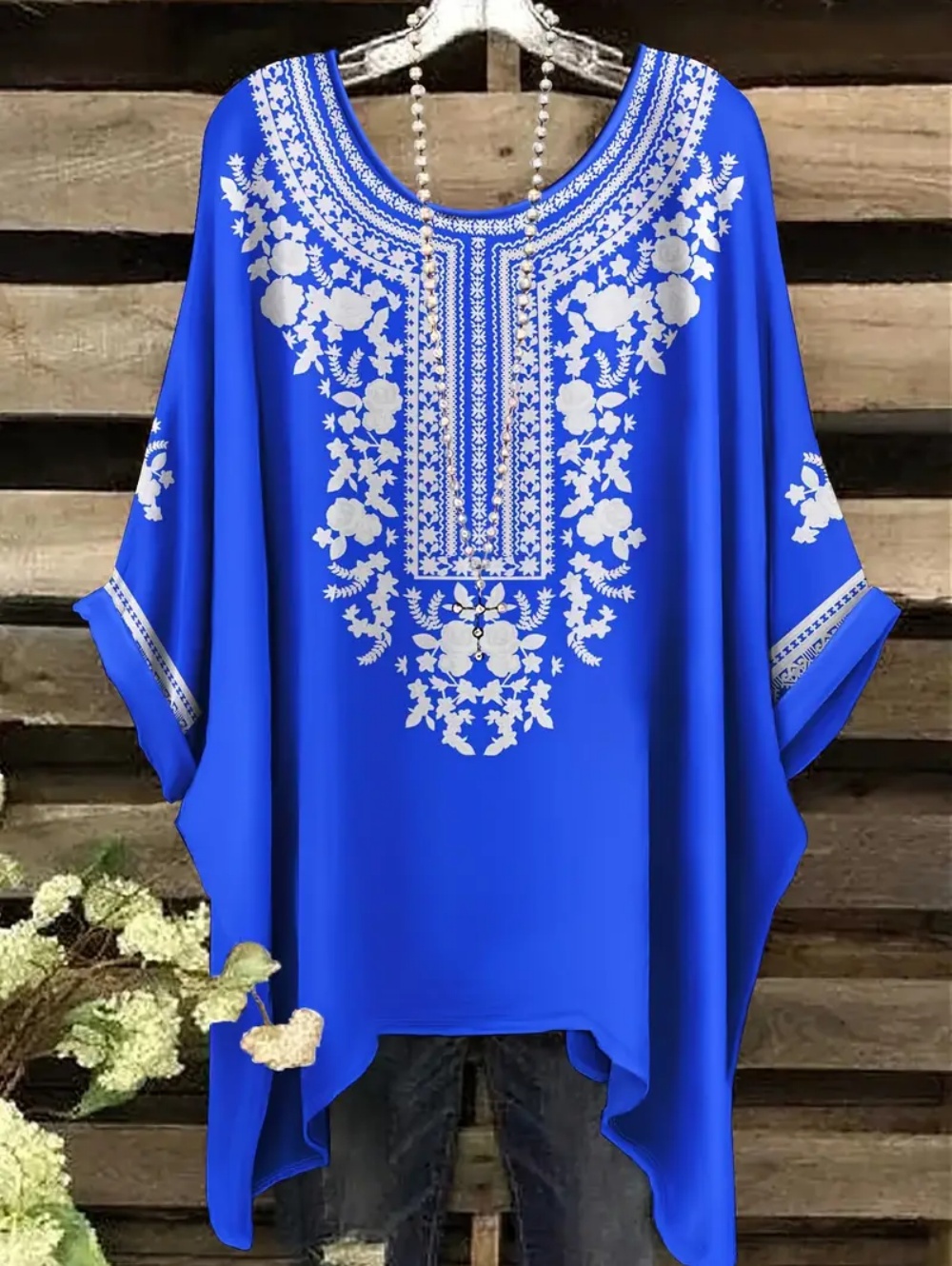 Ethnic Chic Fashion - T-shirt oversize bohémien chic Semplice stampa