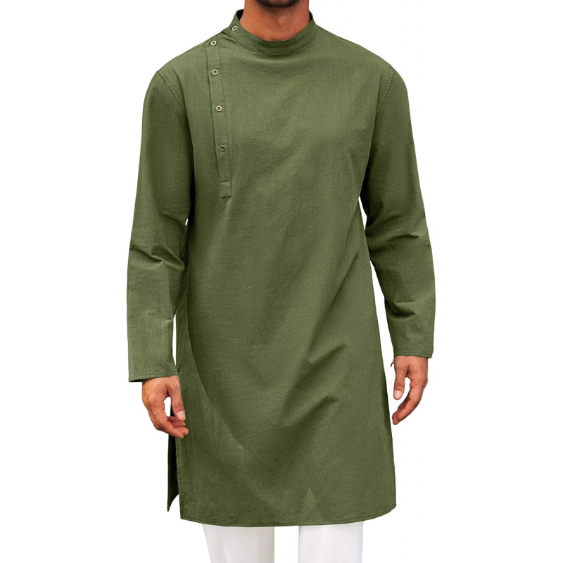 Kurta Men Cotton - Caftano da Uomo, Tunica a Maniche