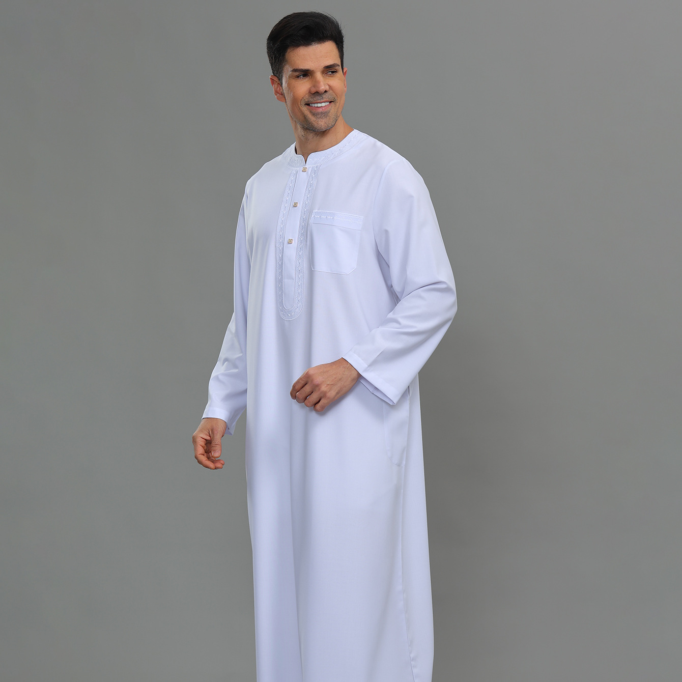 Kurta Men Cotton - Caftano da Uomo Thobe con Bottoni