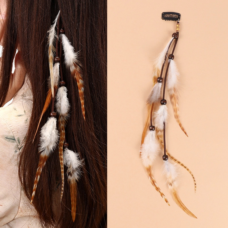Ethnic Indian Fashion - Fermaglio per capelli con piume in