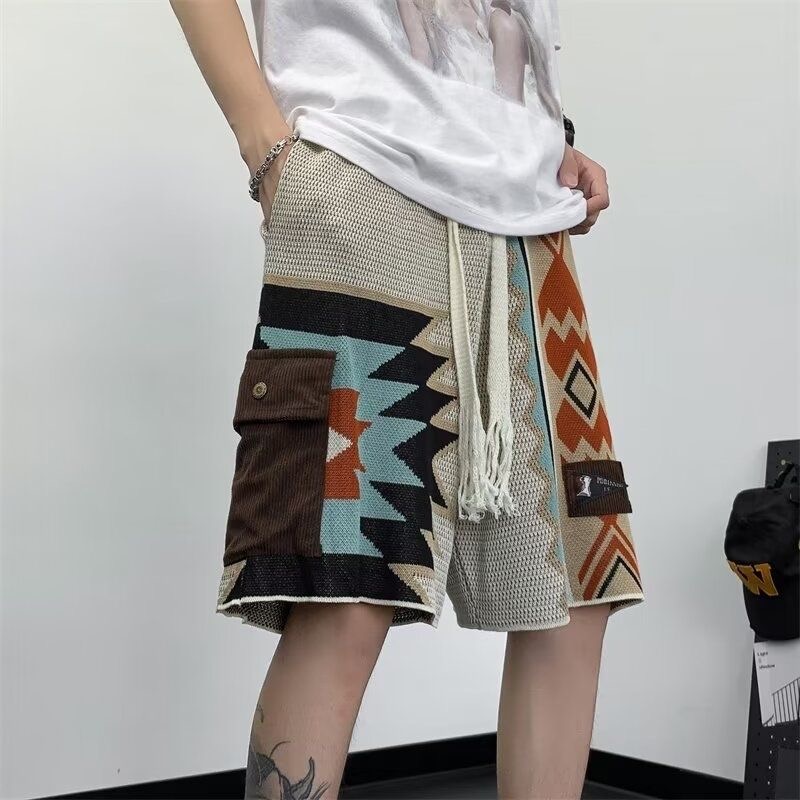 Ethnic Chic Fashion - Pantaloncini da uomo in maglia stile