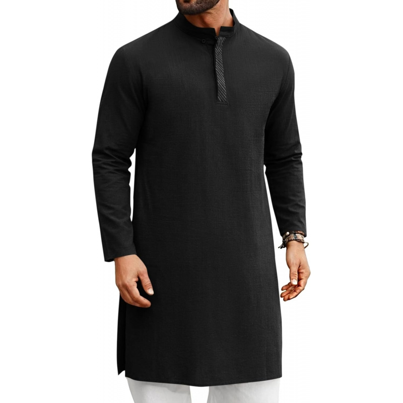 Kurta Men Cotton - Camicia Kaftan da Uomo a Maniche