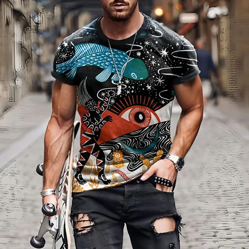 T-shirt con Stampa 3D a Manich - Men'S Ethnic Fashion Trends recensione e prezzo